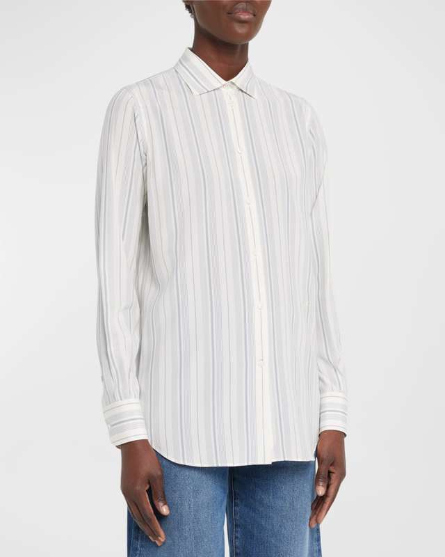 Kara Lake Stripe Silk Shirt